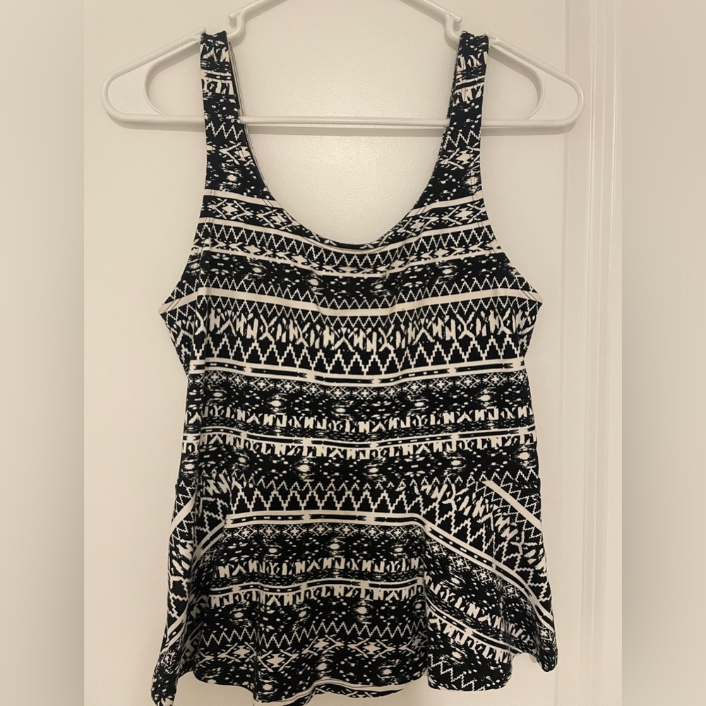 Black and white peplum top